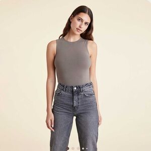 Nuuds Classic Crew Tank Bodysuit in Mocha